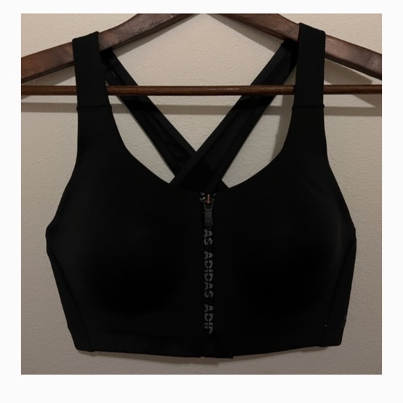 Adidas Women's Stronger For It Bra Black front zip spots - Picture 1 of 4